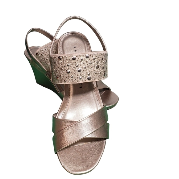 Karen Scott Parisa Rose Gold Wedge Sandals Sz 7M - Picture 1 of 14